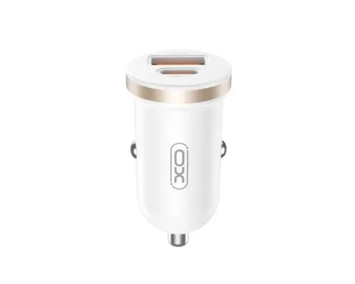 АЗП XO CC56 mini car charger USB-A/TYPE-C single port 30W/simultaneous 5V3A Білий mag-6920680848225152927