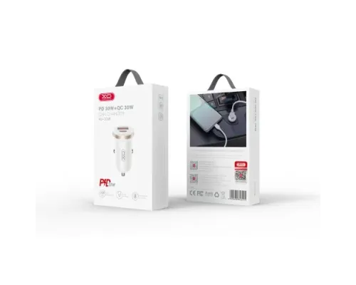АЗП XO CC56 mini car charger USB-A/TYPE-C single port 30W/simultaneous 5V3A Білий mag-6920680848225152927
