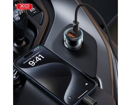 АЗП XO CC60 Smart Transparent Car Charger A30W+C30W/Simultaneous 60W Синій mag-6920680854097140380
