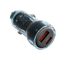АЗП XO CC60 Smart Transparent Car Charger A30W+C30W/Simultaneous 60W Синій mag-6920680854097140380