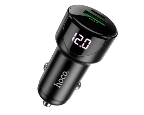 АЗП HOCO Z42 Light road digital display PD20W+QC3.0 USB-A/USB-C/3A Black mag-6931474742544144382