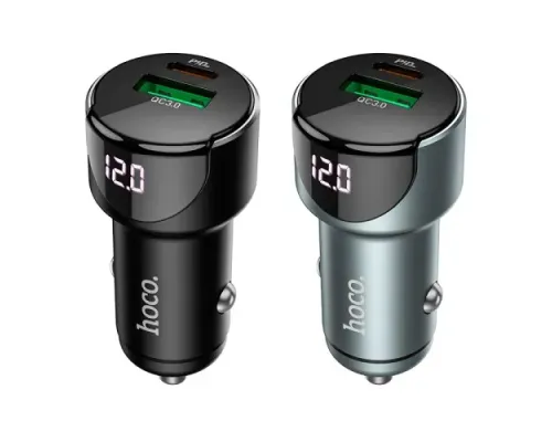 АЗП HOCO Z42 Light road digital display PD20W+QC3.0 USB-A/USB-C/3A Black mag-6931474742544144382