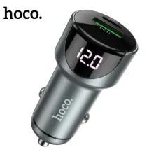 АЗП HOCO Z42 Light road digital display PD20W+QC3.0 USB-A/USB-C/3A Metal gray mag-6931474742551152820