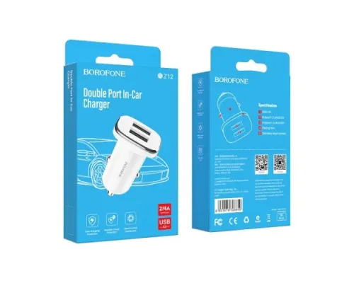 АЗП BOROFONE BZ12 Lasting 2USB/2.4A білий mag-6931474708649146256