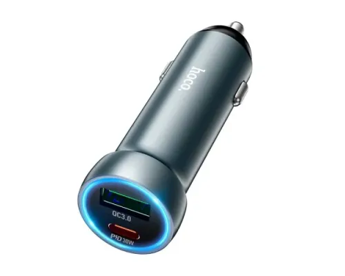 АЗП HOCO Z54A Prosperous dual port 48W/PD30W+QC3.0 Metal Gray mag-6942007645737144064