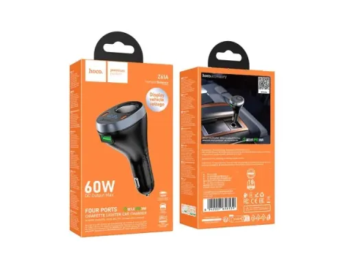 АЗП HOCO Z61A Correct PD60W(2C1A) cigarette lighter car charger black mag-6942007658539146747