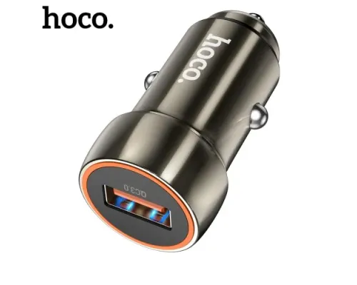 АЗП HOCO Z46 Blue shield 1USB/18W/QC3.0 Metal Grey mag-6931474770271152098