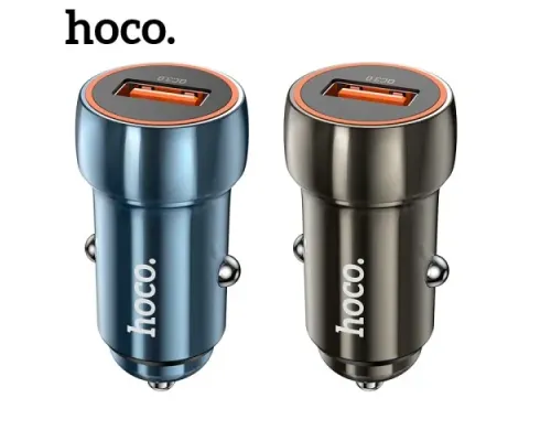 АЗП HOCO Z46 Blue shield 1USB/18W/QC3.0 Metal Grey mag-6931474770271152098