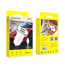 АЗП BOROFONE BZ12 Lasting 2USB/2.4A+ Cable Micro білий mag-693147470866355388