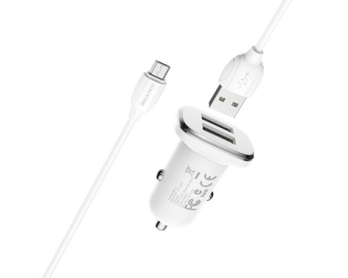 АЗП BOROFONE BZ12 Lasting 2USB/2.4A+ Cable Micro білий mag-693147470866355388