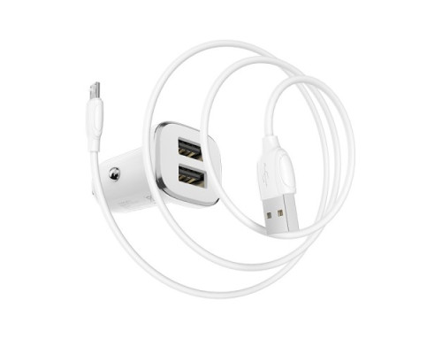 АЗП BOROFONE BZ12 Lasting 2USB/2.4A+ Cable Micro білий mag-693147470866355388