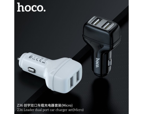 АЗП HOCO Z36 Leader 2USB/2,4A + Cable Micro Black 4+1 mag-69314747277569403