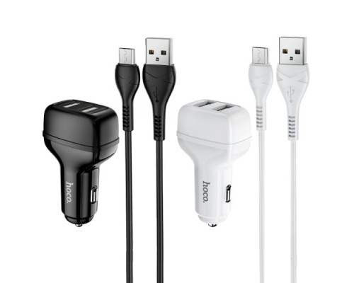 АЗП HOCO Z36 Leader 2USB/2,4A + Cable Micro Black 4+1 mag-69314747277569403
