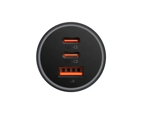 АЗП Baseus Golden Contactor Pro Triple Fast Charger Car Charger 65W U+C+C Dark Gray CGJP010013 mag-6932172610289144169