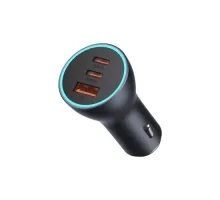 АЗП Baseus Golden Contactor Pro Triple Fast Charger Car Charger 65W U+C+C Dark Gray CGJP010013 mag-6932172610289144169