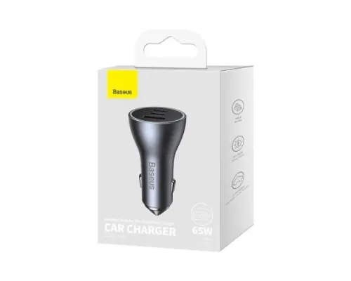 АЗП Baseus Golden Contactor Pro Triple Fast Charger Car Charger 65W U+C+C Dark Gray CGJP010013 mag-6932172610289144169