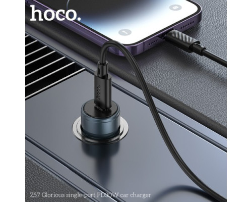 АЗП HOCO Z57 Glorious single-port PD30W car charger Metal gray mag-6942007633048142606