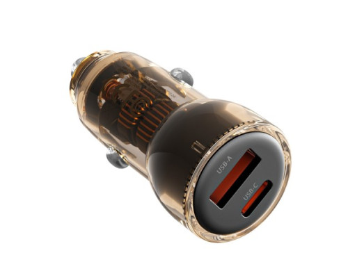 АЗП XO CC60 Smart Transparent Car Charger A30+C30 Simultaneous 60W+Type-c Cable Синiй mag-692068085411060152