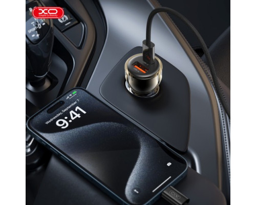 АЗП XO CC60 Smart Transparent Car Charger A30+C30 Simultaneous 60W+Type-c Cable Синiй mag-692068085411060152