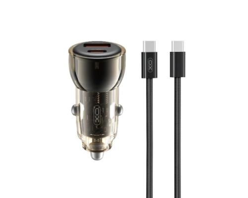 АЗП XO CC60 Smart Transparent Car Charger A30+C30 Simultaneous 60W+Type-c Cable Синiй mag-692068085411060152