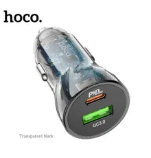 АЗП HOCO Z47A Transparent Discovery Edition 1PDout/1USB/QC/PD30W/3A Black mag-6931474782274145601