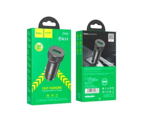 АЗП HOCO Z49A Level single port QC3.0 car charger Black mag-6931474795687146148