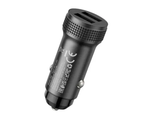 АЗП HOCO Z49 Level dual port car charger Metal Gray mag-6931474795618153862