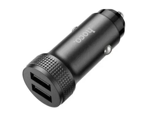 АЗП HOCO Z49 Level dual port car charger Metal Gray mag-6931474795618153862