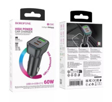 АЗП BOROFONE BZ28C Trophie PD60W(2C1A) car charger чорний mag-6941991110870140896