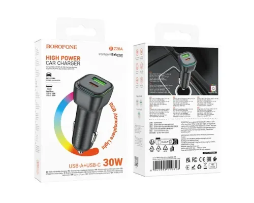 АЗП BOROFONE BZ28A Trophie PD30W+QC3.0 чорний mag-6941991110818152224