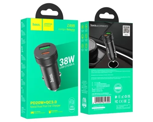 АЗП HOCO Z49B Level PD38W(1C1A) car charger Black mag-6942007614399144013