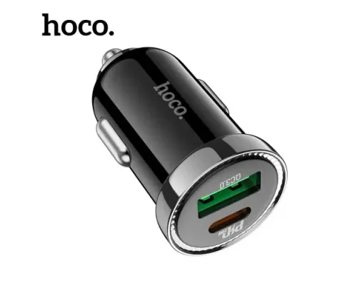 АЗП HOCO Z44 Leading PD20W+QC3.0 car charger USB-A/USB-C/3A Black mag-6931474757241144385