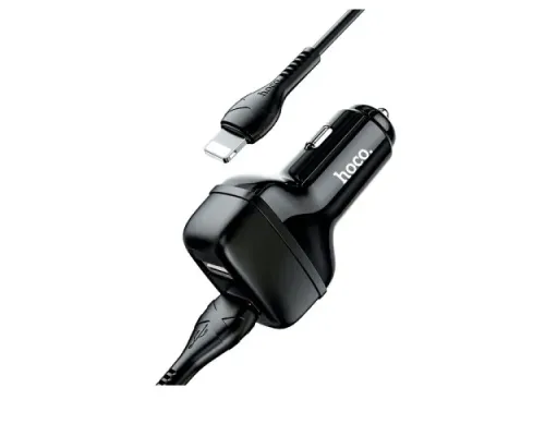 АЗП HOCO Z36 Leader 2USB/2,4A + Cable Lightning Black 4+1 mag-6931474727732150893