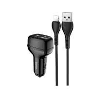 АЗП HOCO Z36 Leader 2USB/2,4A + Cable Lightning Black 4+1 mag-6931474727732150893