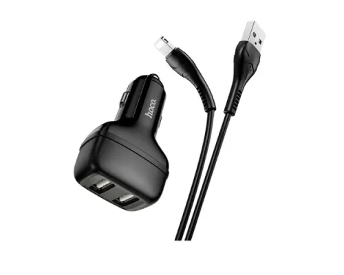 АЗП HOCO Z36 Leader 2USB/2,4A + Cable Lightning Black 4+1 mag-6931474727732150893