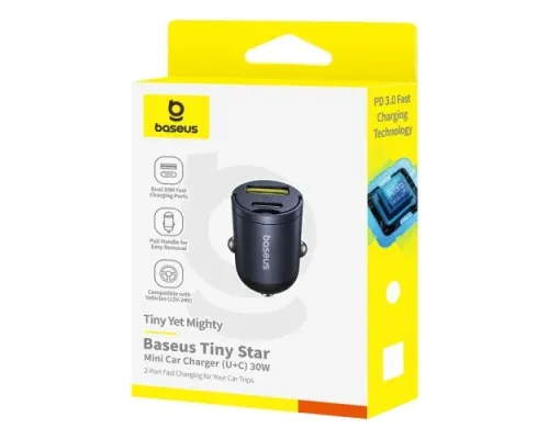 АЗП Baseus Tiny Star Mini Car Charger (U+C) 30W Black C00035001121-02 mag-6932172677206145728