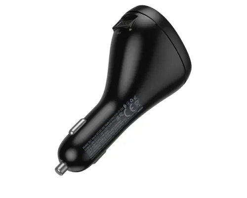 АЗП HOCO Z61 Correct three-port cigarette lighter car charger black mag-6942007658522144376
