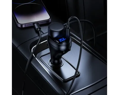 АЗП HOCO Z61 Correct three-port cigarette lighter car charger black mag-6942007658522144376