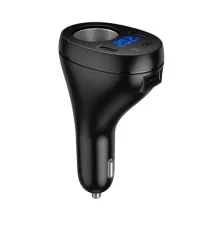АЗП HOCO Z61 Correct three-port cigarette lighter car charger black mag-6942007658522144376