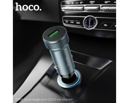 АЗП HOCO Z49A Level single port QC3.0 car charger metal gray mag-6931474795694143680