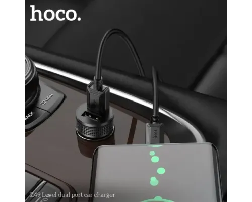 АЗП HOCO Z49 Level dual port car charger Black mag-6931474795601145603