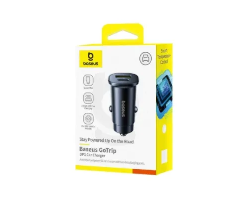 АЗП Baseus GoTrip DP1 Car Charger C+U 30W Black C00072300123-00 mag-6932172687236153220