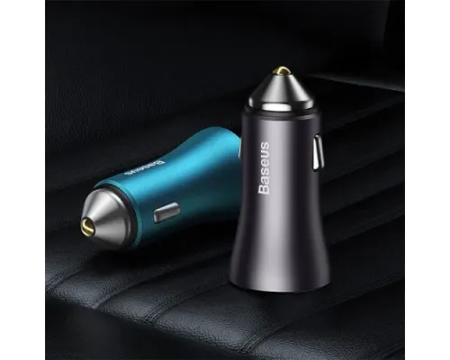 АЗП Baseus Golden Contactor Max Dual Fast Charger Car Charger U+U 60W Dark Gray CGJM000013 mag-6932172607982145677