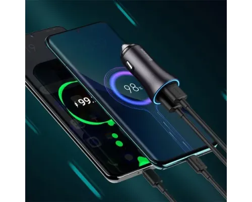 АЗП Baseus Golden Contactor Max Dual Fast Charger Car Charger U+U 60W Dark Gray CGJM000013 mag-6932172607982145677
