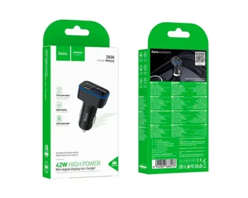 АЗП HOCO Z63A Barry 42W(1C2A) digital display car charger Black mag-6942007666213152112