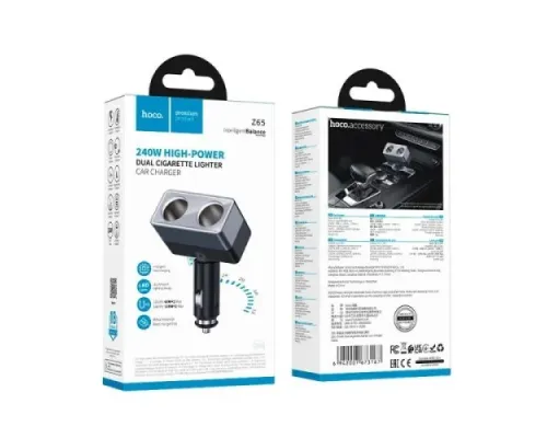 АЗП HOCO Z65 Smart dual cigarette lighter car charger Black mag-6942007673167153954