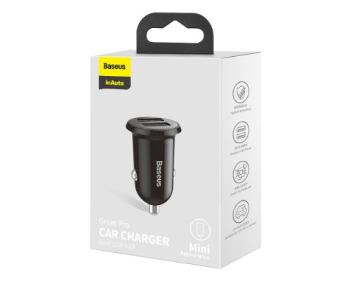 АЗП Baseus Grain Pro Car Charger (Dual USB 4.8A ) Black CCALLP-01 mag-695315620200954444