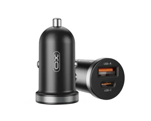 АЗП XO CC56 mini car charger USB-A/TYPE-C single port 30W/simultaneous 5V3A Чорний mag-6920680848218147290