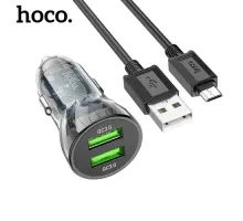 АЗП HOCO Z47 Transparent Discovery Edition 2USB/20W/QC3.0 + Micro Cable Black mag-6931474782236152013