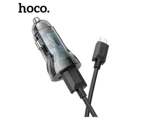 АЗП HOCO Z47 Transparent Discovery Edition 2USB/20W/QC3.0 + Micro Cable Black mag-6931474782236152013